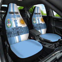Personalized Argentina Flag Day Car Seat Cover Sun Of May Patriotic Blue Gradient Sketch