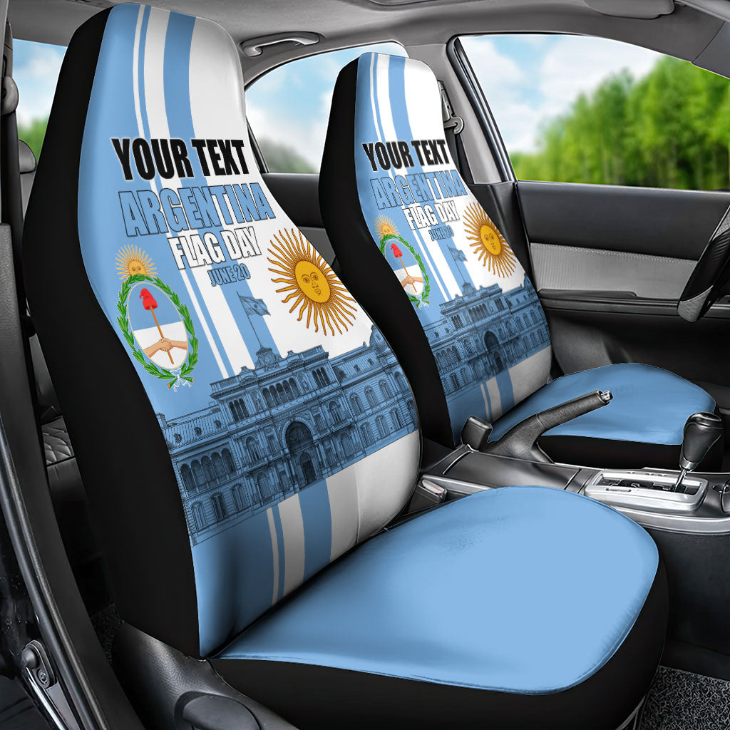 Personalized Argentina Flag Day Car Seat Cover Sun Of May Patriotic Blue Gradient Sketch