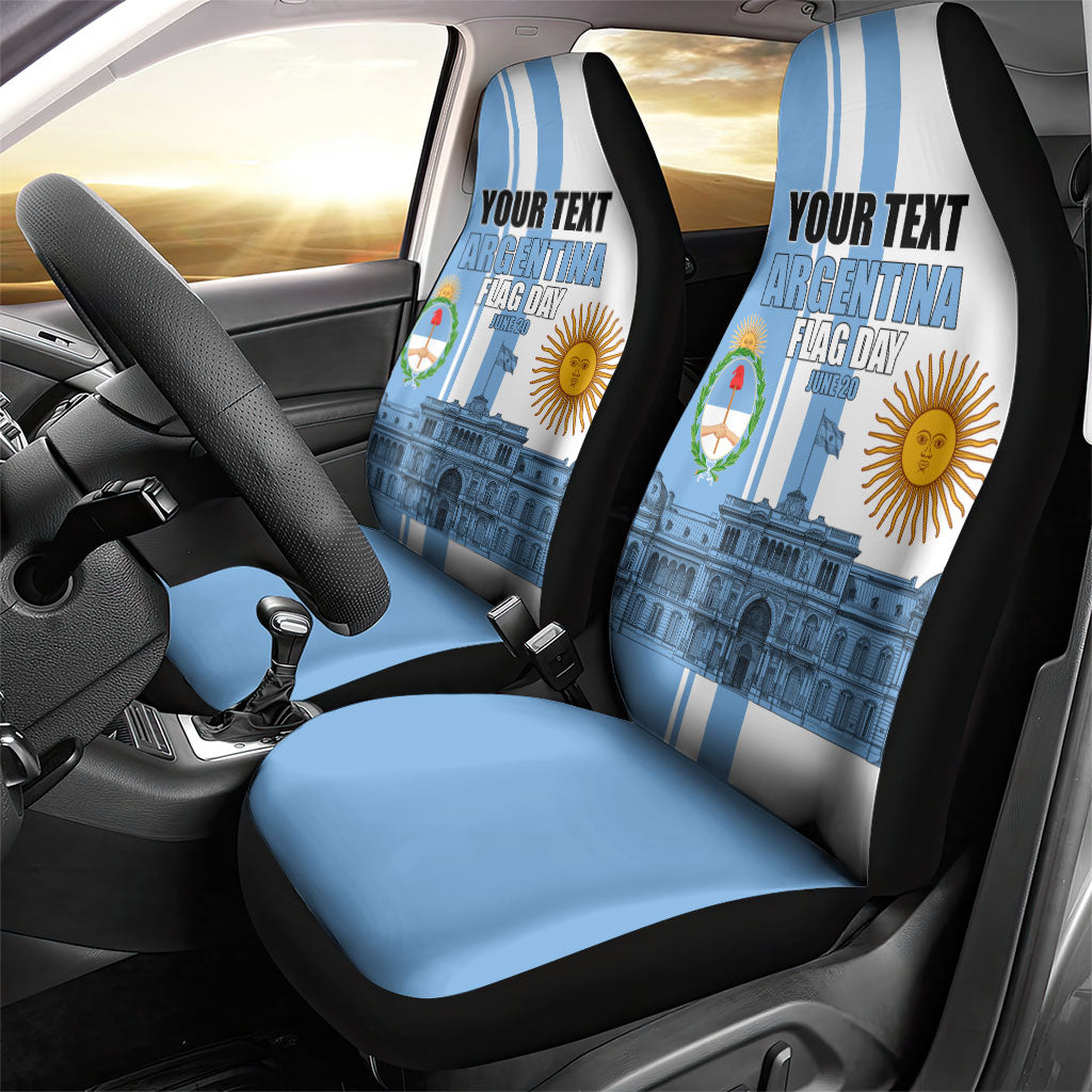 Personalized Argentina Flag Day Car Seat Cover Sun Of May Patriotic Blue Gradient Sketch