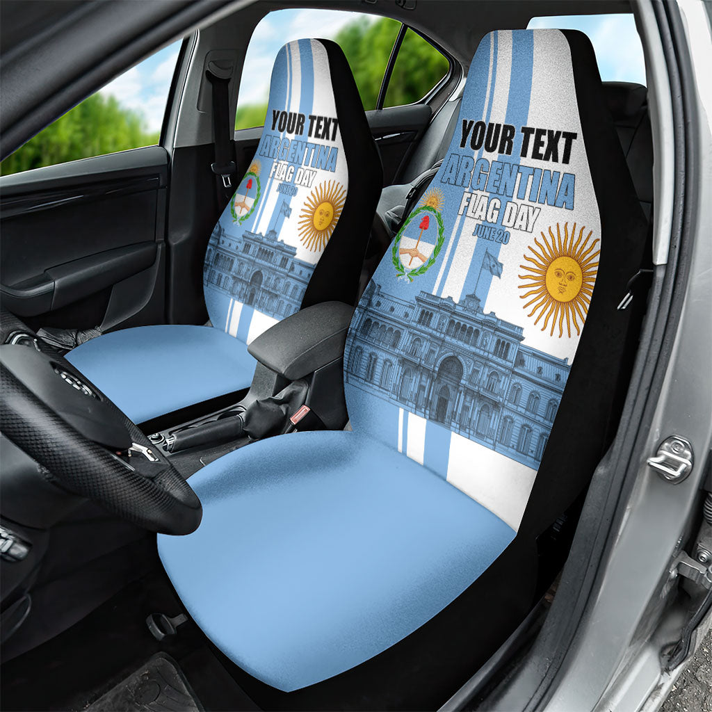 Personalized Argentina Flag Day Car Seat Cover Sun Of May Patriotic Blue Gradient Sketch