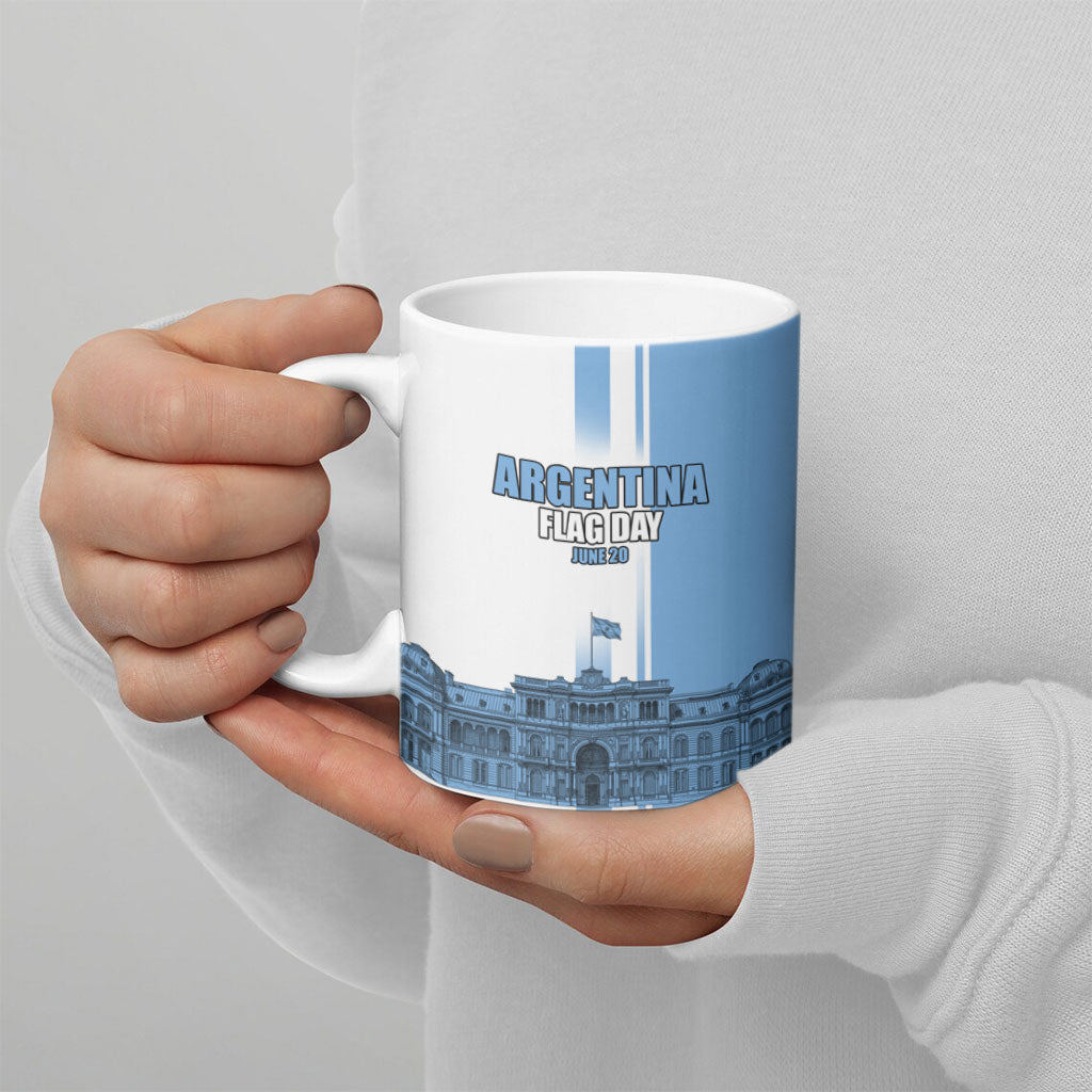 Personalized Argentina Flag Day Ceramic Mug Sun Of May Patriotic Blue Gradient Sketch