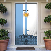 Personalized Argentina Flag Day Door Cover Sun Of May Patriotic Blue Gradient Sketch