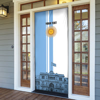 Personalized Argentina Flag Day Door Cover Sun Of May Patriotic Blue Gradient Sketch