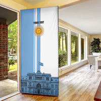 Personalized Argentina Flag Day Door Cover Sun Of May Patriotic Blue Gradient Sketch