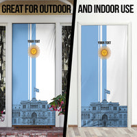 Personalized Argentina Flag Day Door Cover Sun Of May Patriotic Blue Gradient Sketch