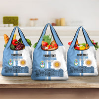Personalized Argentina Flag Day Grocery Bag Sun Of May Patriotic Blue Gradient Sketch