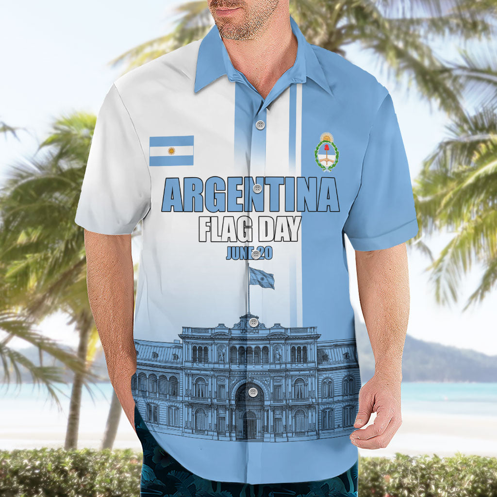 Personalized Argentina Flag Day Hawaiian Shirt Sun Of May Patriotic Blue Gradient Sketch