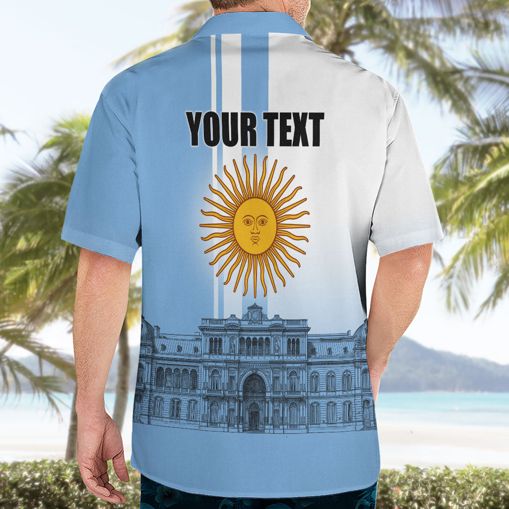 Personalized Argentina Flag Day Hawaiian Shirt Sun Of May Patriotic Blue Gradient Sketch