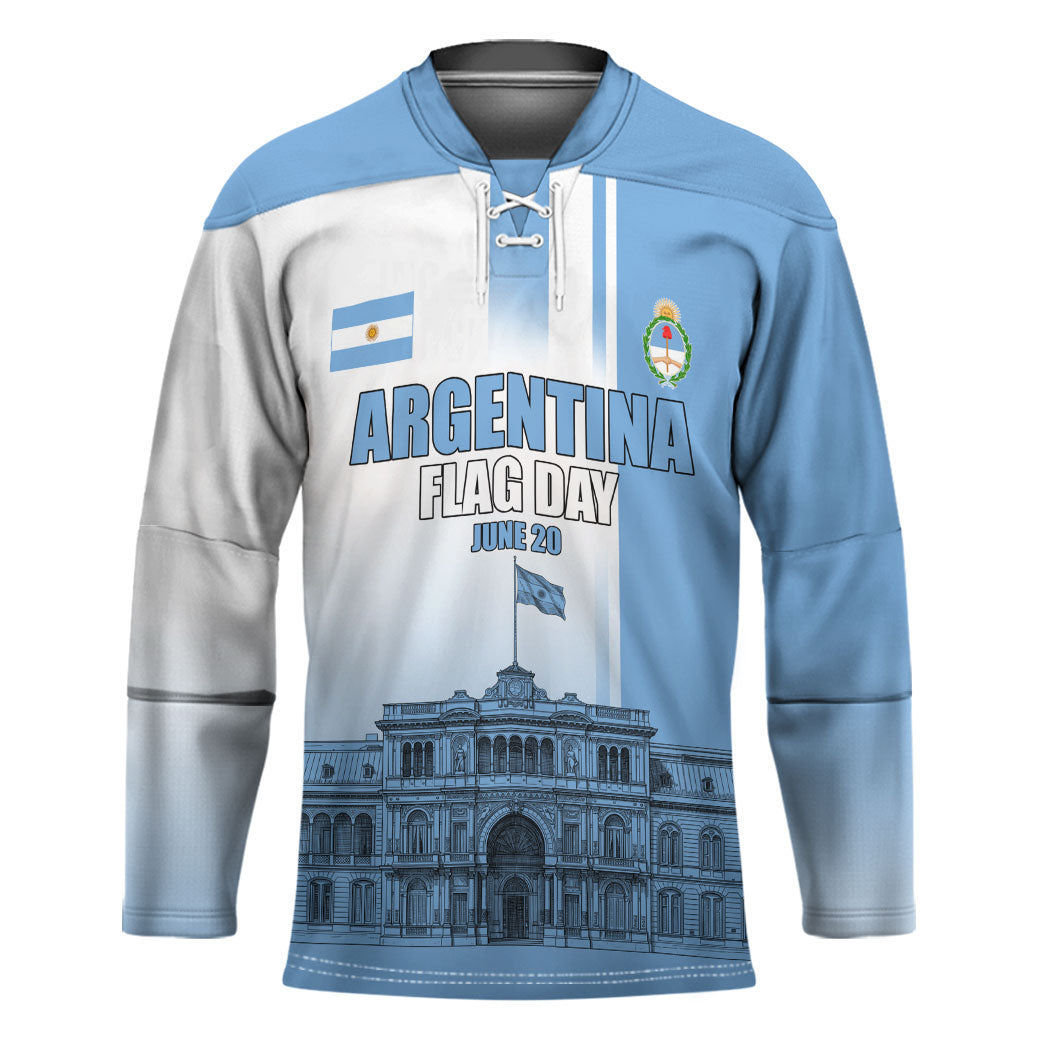 Personalized Argentina Flag Day Hockey Jersey Sun Of May Patriotic Blue Gradient Sketch
