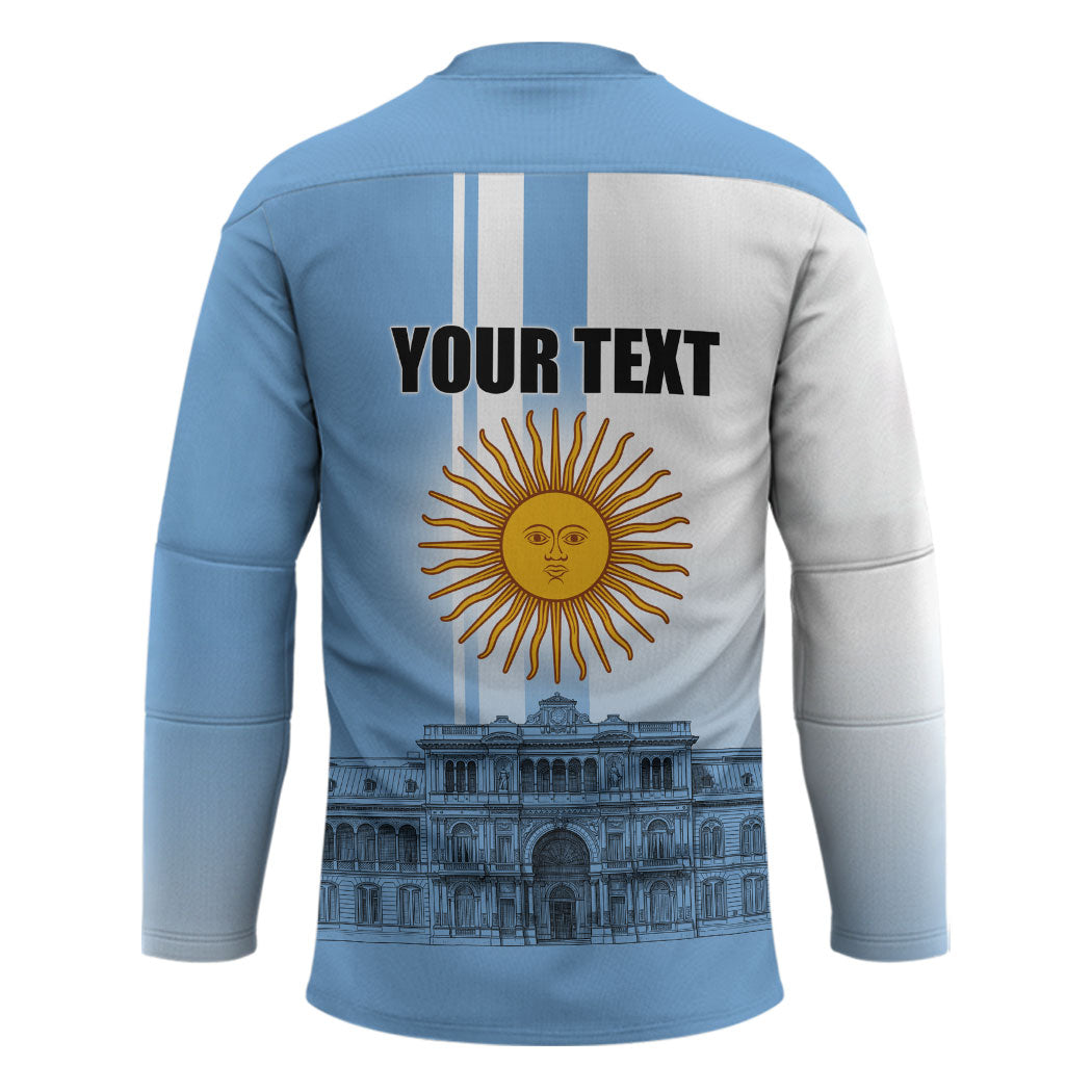 Personalized Argentina Flag Day Hockey Jersey Sun Of May Patriotic Blue Gradient Sketch