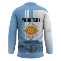 Personalized Argentina Flag Day Hockey Jersey Sun Of May Patriotic Blue Gradient Sketch