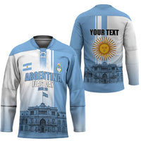 Personalized Argentina Flag Day Hockey Jersey Sun Of May Patriotic Blue Gradient Sketch