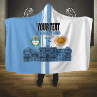 Personalized Argentina Flag Day Hooded Blanket Sun Of May Patriotic Blue Gradient Sketch