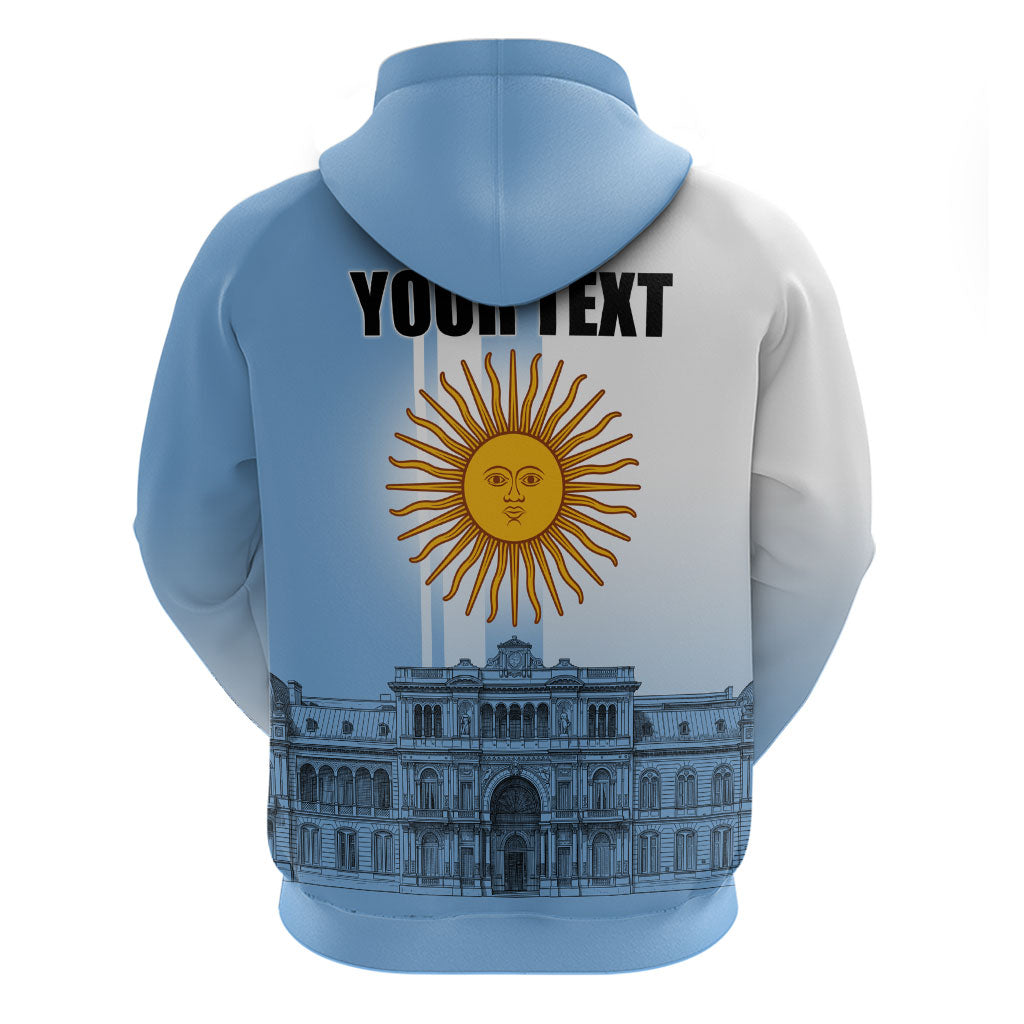 Personalized Argentina Flag Day Hoodie Sun Of May Patriotic Blue Gradient Sketch