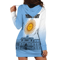 Personalized Argentina Flag Day Hoodie Dress Sun Of May Patriotic Blue Gradient Sketch