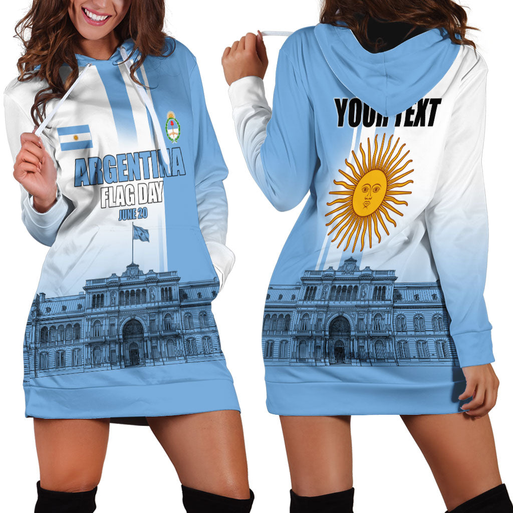 Personalized Argentina Flag Day Hoodie Dress Sun Of May Patriotic Blue Gradient Sketch