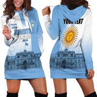 Personalized Argentina Flag Day Hoodie Dress Sun Of May Patriotic Blue Gradient Sketch