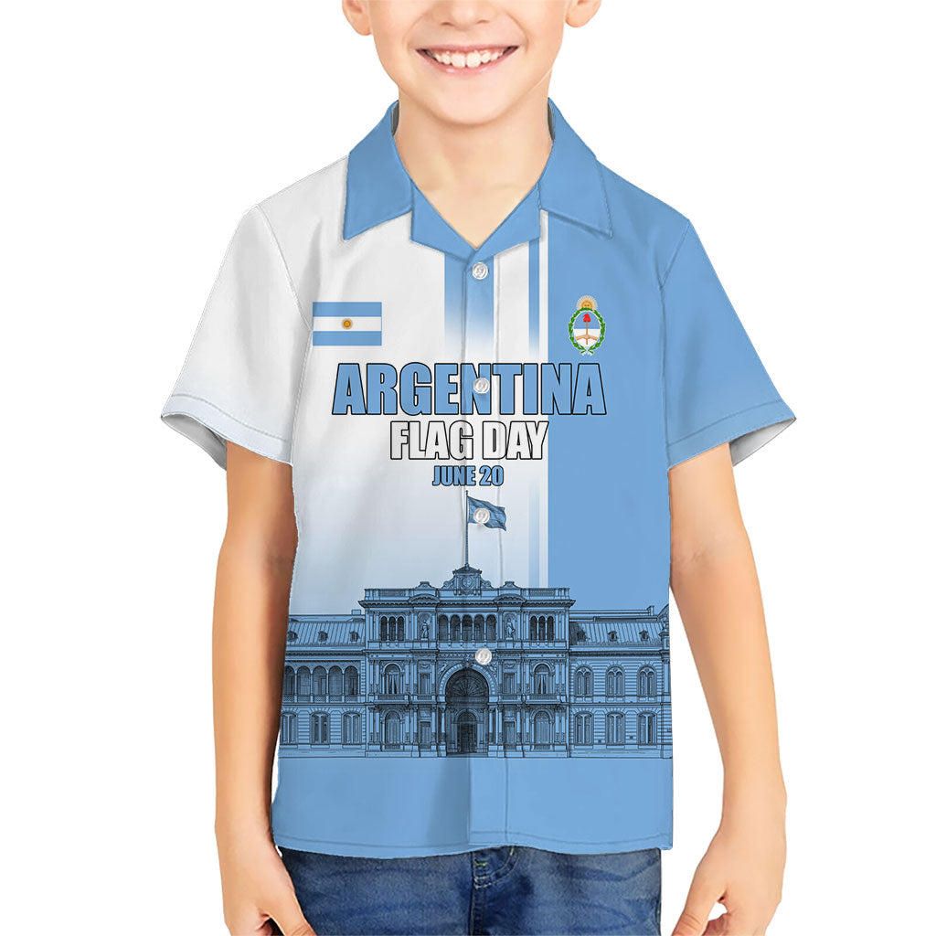 Personalized Argentina Flag Day Kid Hawaiian Shirt Sun Of May Patriotic Blue Gradient Sketch