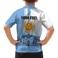 Personalized Argentina Flag Day Kid Hawaiian Shirt Sun Of May Patriotic Blue Gradient Sketch