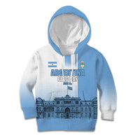 Personalized Argentina Flag Day Kid Hoodie Sun Of May Patriotic Blue Gradient Sketch