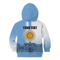 Personalized Argentina Flag Day Kid Hoodie Sun Of May Patriotic Blue Gradient Sketch