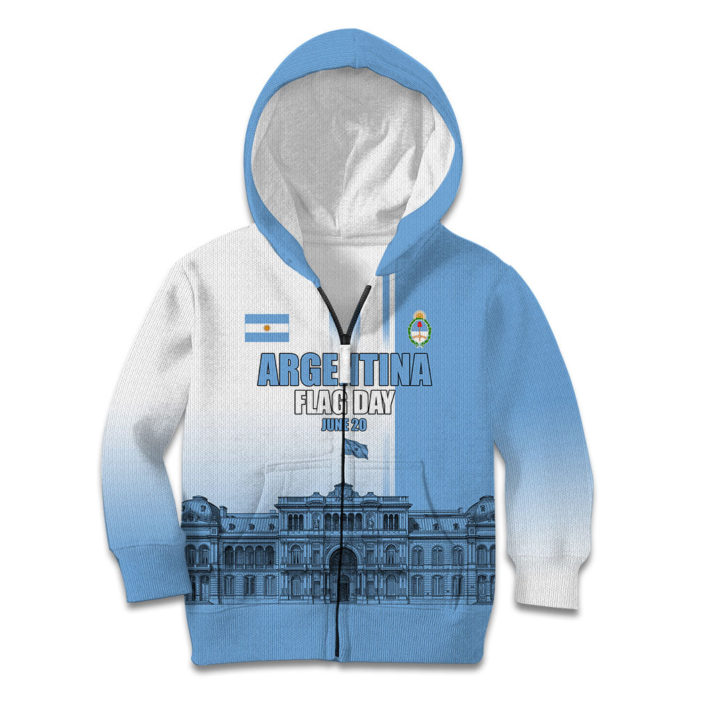 Personalized Argentina Flag Day Kid Hoodie Sun Of May Patriotic Blue Gradient Sketch