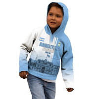 Personalized Argentina Flag Day Kid Hoodie Sun Of May Patriotic Blue Gradient Sketch