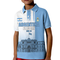 Personalized Argentina Flag Day Kid Polo Shirt Sun Of May Patriotic Blue Gradient Sketch