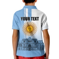 Personalized Argentina Flag Day Kid Polo Shirt Sun Of May Patriotic Blue Gradient Sketch