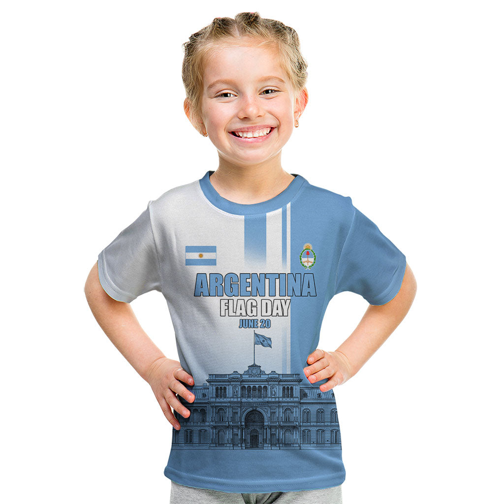 Personalized Argentina Flag Day Kid T Shirt Sun Of May Patriotic Blue Gradient Sketch