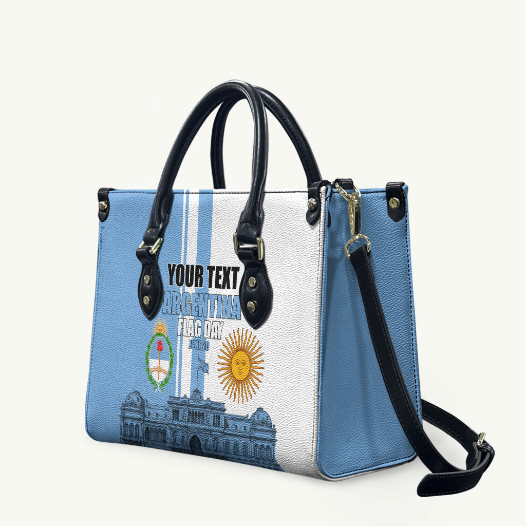 Personalized Argentina Flag Day Leather Bag Sun Of May Patriotic Blue Gradient Sketch