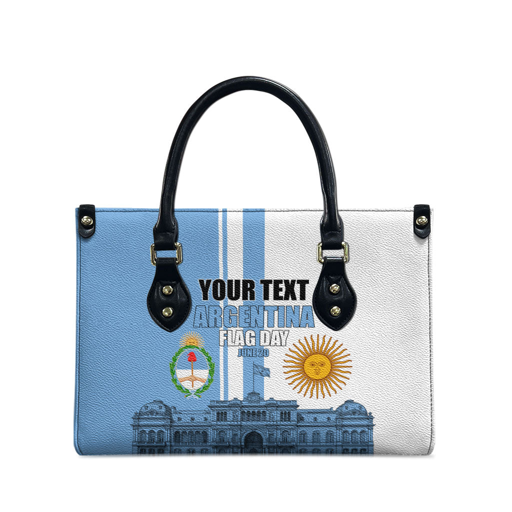 Personalized Argentina Flag Day Leather Bag Sun Of May Patriotic Blue Gradient Sketch