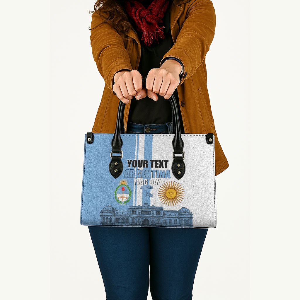 Personalized Argentina Flag Day Leather Bag Sun Of May Patriotic Blue Gradient Sketch