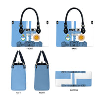 Personalized Argentina Flag Day Leather Bag Sun Of May Patriotic Blue Gradient Sketch