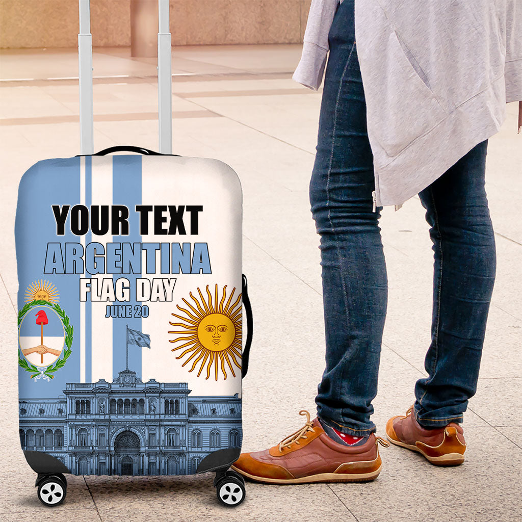 Personalized Argentina Flag Day Luggage Cover Sun Of May Patriotic Blue Gradient Sketch