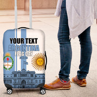 Personalized Argentina Flag Day Luggage Cover Sun Of May Patriotic Blue Gradient Sketch