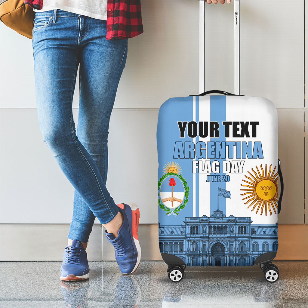 Personalized Argentina Flag Day Luggage Cover Sun Of May Patriotic Blue Gradient Sketch