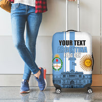 Personalized Argentina Flag Day Luggage Cover Sun Of May Patriotic Blue Gradient Sketch