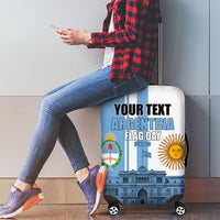 Personalized Argentina Flag Day Luggage Cover Sun Of May Patriotic Blue Gradient Sketch