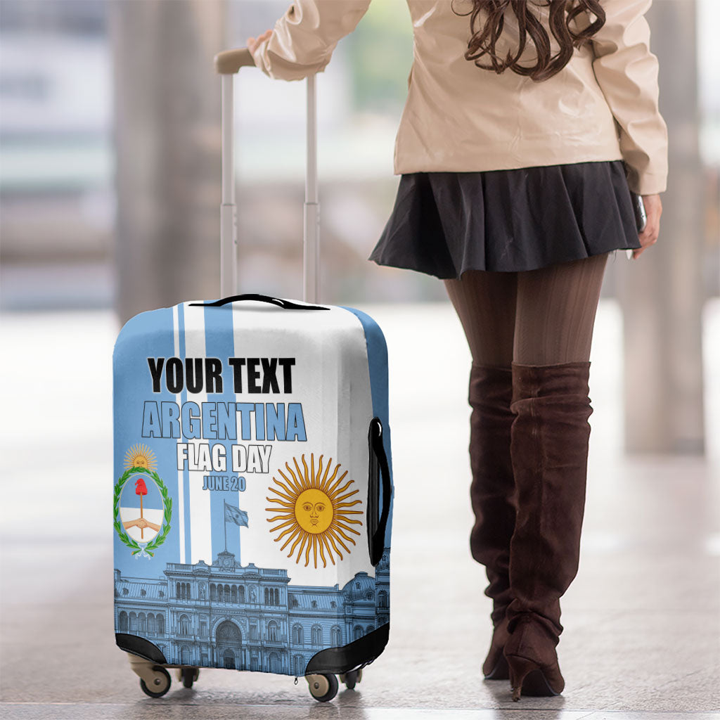 Personalized Argentina Flag Day Luggage Cover Sun Of May Patriotic Blue Gradient Sketch
