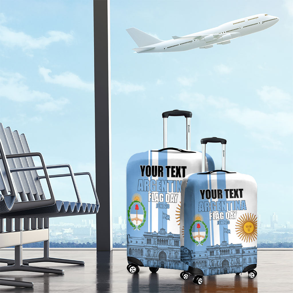 Personalized Argentina Flag Day Luggage Cover Sun Of May Patriotic Blue Gradient Sketch