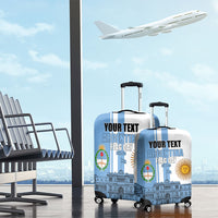 Personalized Argentina Flag Day Luggage Cover Sun Of May Patriotic Blue Gradient Sketch