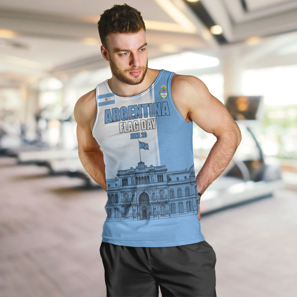 Personalized Argentina Flag Day Men Tank Top Sun Of May Patriotic Blue Gradient Sketch