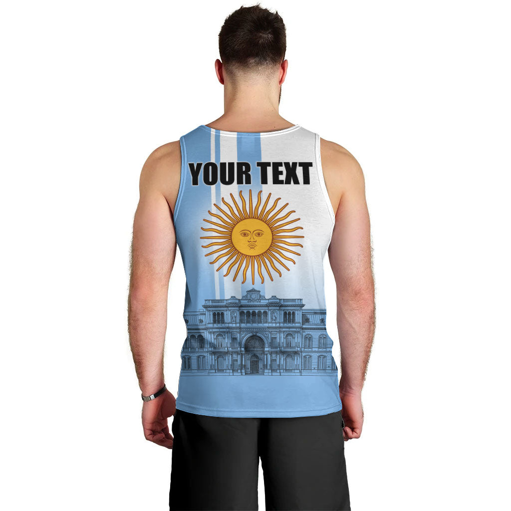 Personalized Argentina Flag Day Men Tank Top Sun Of May Patriotic Blue Gradient Sketch
