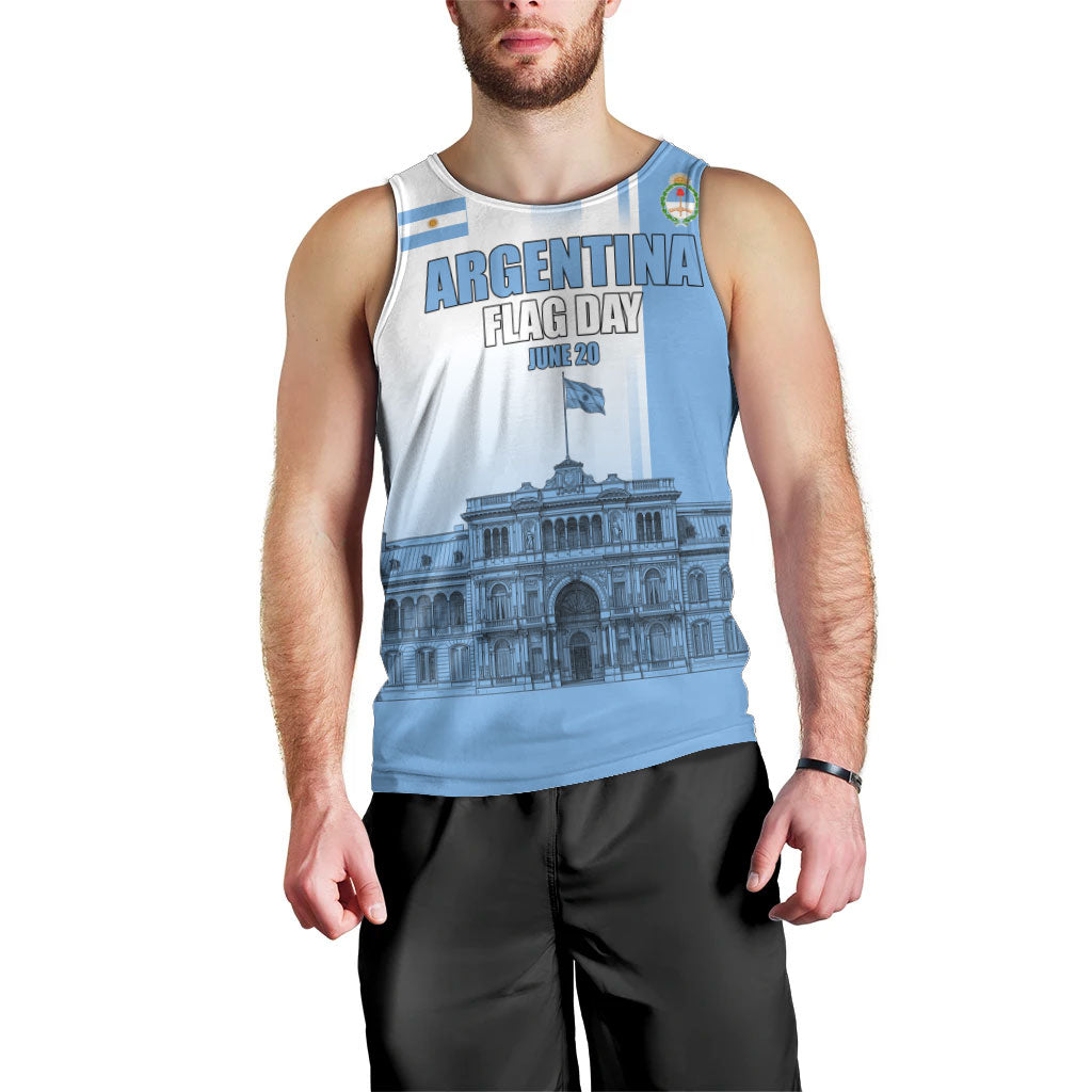 Personalized Argentina Flag Day Men Tank Top Sun Of May Patriotic Blue Gradient Sketch