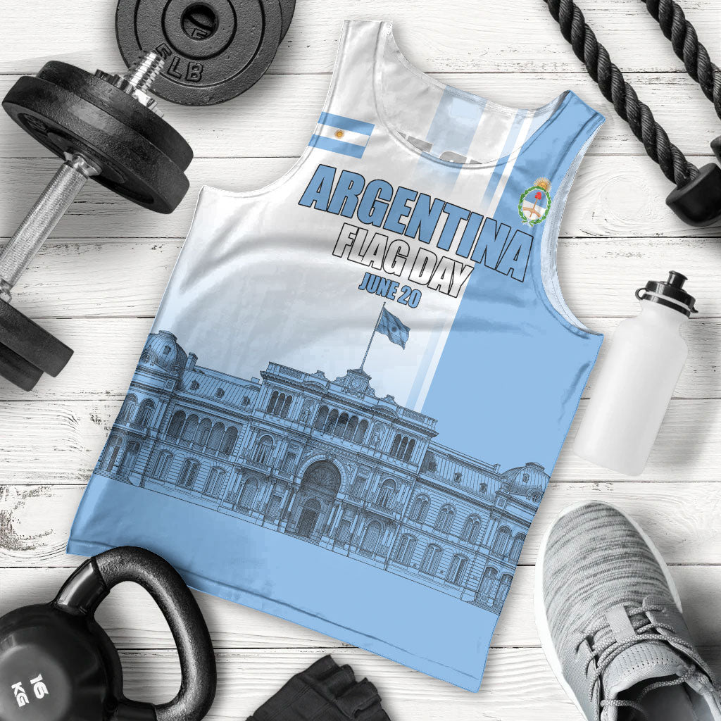 Personalized Argentina Flag Day Men Tank Top Sun Of May Patriotic Blue Gradient Sketch