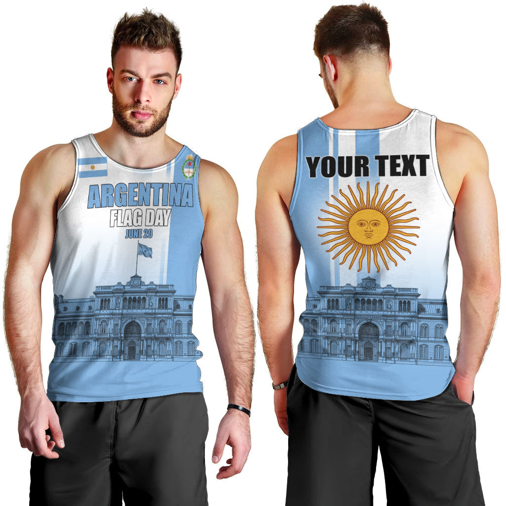 Personalized Argentina Flag Day Men Tank Top Sun Of May Patriotic Blue Gradient Sketch
