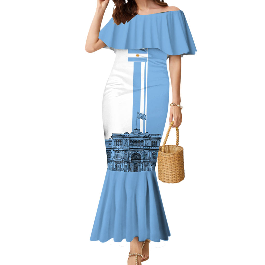 Personalized Argentina Flag Day Mermaid Dress Sun Of May Patriotic Blue Gradient Sketch