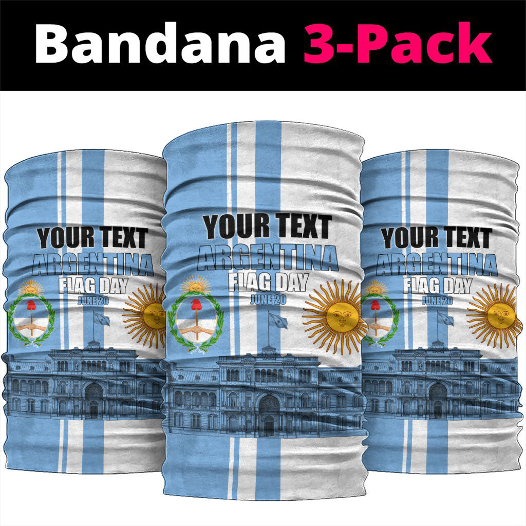 Personalized Argentina Flag Day Neck Gaiter Sun Of May Patriotic Blue Gradient Sketch