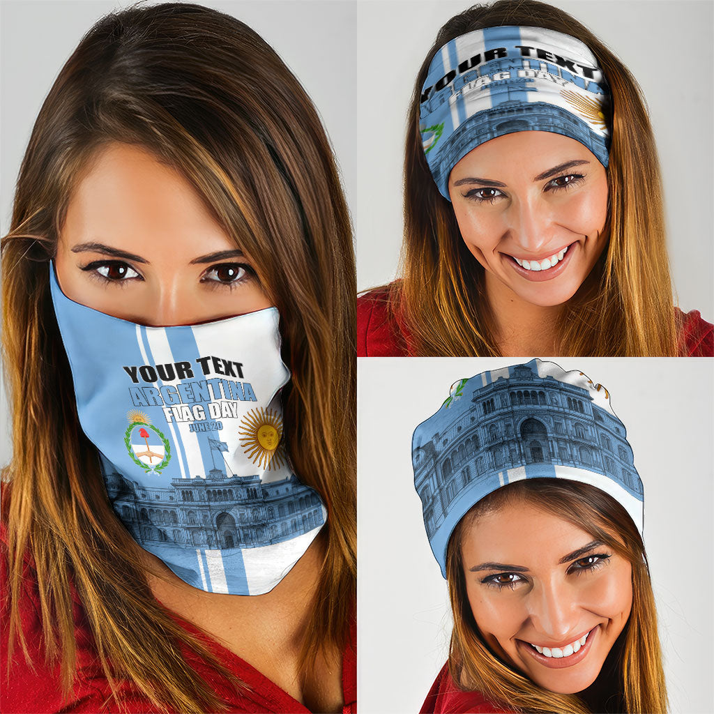 Personalized Argentina Flag Day Neck Gaiter Sun Of May Patriotic Blue Gradient Sketch
